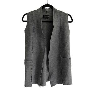 NANETTE LEPORE Wool Sleeveless Open Long Cardigan Vest Sweater Grey S